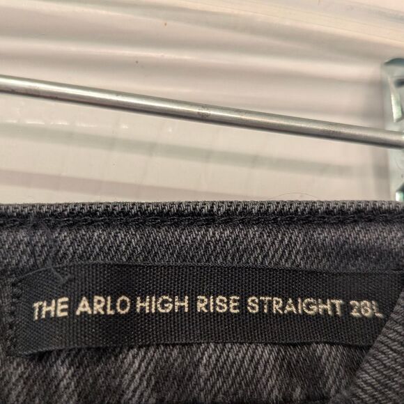 Aritzia Denim Forum Black Gray Arlo High Rise Straight Crop Button Fly 28L Jeans - Picture 10 of 13